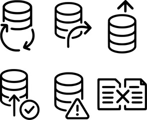 Data backup restore conflict handling icon set
