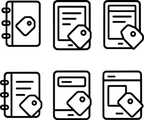 Digital notebook tag filtering icon set