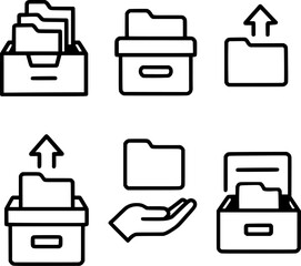 File archive and retrieval interface icon set