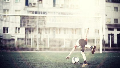 Sports in the stadium. Sports Equipment. Warming up the player before the game. Child Game.