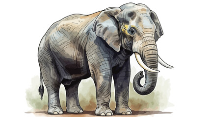 An African elephant stands gracefully in a natural setting. © wdflm