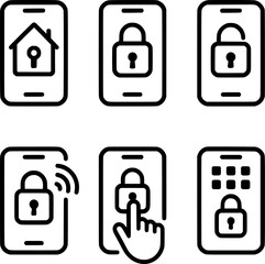 Remote smart lock control interface icons