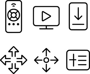 Smart TV control panel navigation icon set