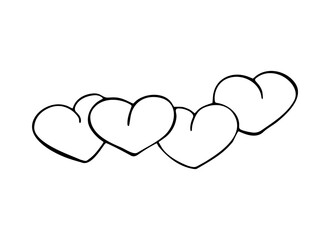 Four hearts line illustration minimalist love symbol