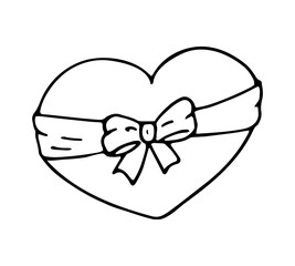 Heart with Ribbon Line Art Illustration for Love, Gift and Valentine Design