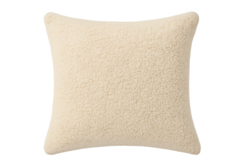Plush sherpa pillow representing comfort and cozy home decor
