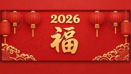 Vibrant Chinese New Year background with red lanterns and gold accents