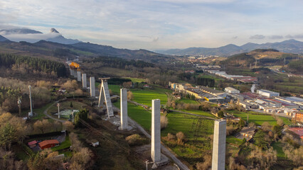 Naklejka premium aerial view of the valley of Atxondo in the Basque Country