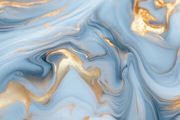 Abstract marble texture with flowing white and grey layers and luxurious golden veins creating elegant background for premium design