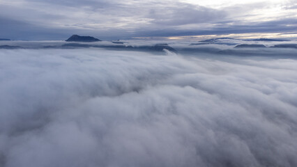 mountain summits over sea of clouds in the Basque Country