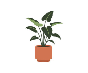 Tropical Potted Houseplant Vector Illustration for Home Decor and Indoor Gardening