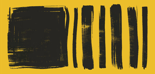 brushstroke abstract black brush marks seamless yellow texture vector