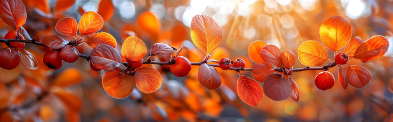 Autumn Nature Background with Vibrant Orange Leaves - Design for Print, Card, Poster