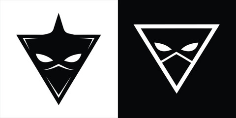 Superhero mask logo design on black and white backgrounds