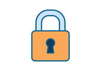 Icono de candado cerrado en tonos naranja y azul para representar seguridad digital y protecci&oacute;n de datos