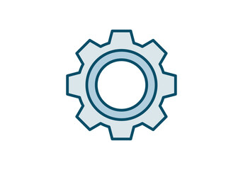 Obraz premium Icono de engranaje metálico con contorno azul 