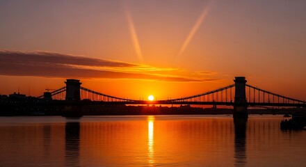 Sunrise over Bridge and River.