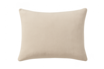 Beige pillow offering soft comfort on transparent background