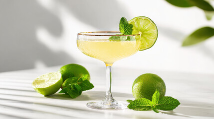 Refreshing cocktail with lime and mint