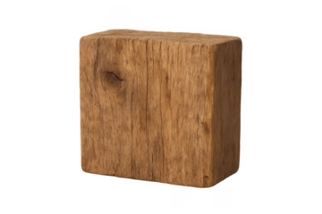 Rustic wooden block pedestal displaying natural texture