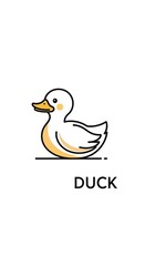 Cute Cartoon Duck Illustration.