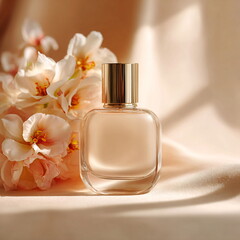 cosmetic product beauty minimal beige background soft light luxury style realistic photography