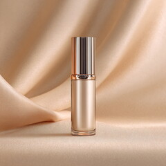 cosmetic product beauty minimal beige background soft light luxury style realistic photography