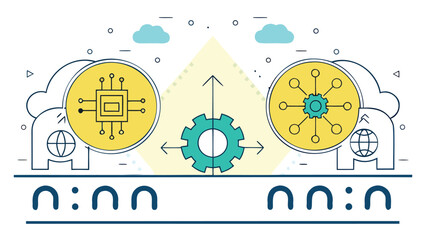 Modern technology and innovation concept with gear and circuit designs