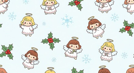Cute Christmas Angels Pattern.
