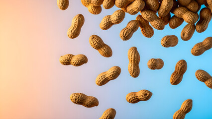 Peanuts Nuts Food Floating Orange Blue Gradient Copy Space