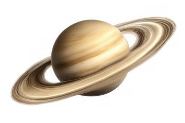 Saturn planet with rings rotating in solar system, isolating gas giant, exploring astronomy and celestial bodies, transparent background