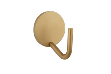 Brass gold wall hook hanging accessory on transparent background