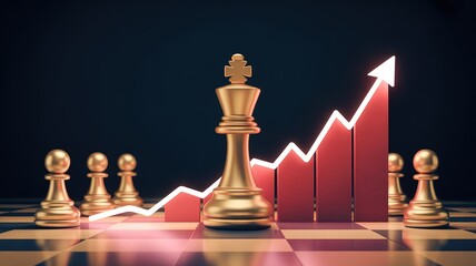 Strategic advantage leads to financial growth on a chessboard