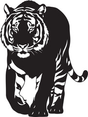 Obraz premium Walking Tiger IllustrationPowerful Tiger SilhouetteMajestic Tiger Artwork