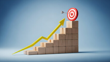 Business Growth Target Success Arrow Wood Blue