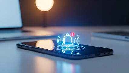 Mobile Phone Notification Bell Digital Alert Screen