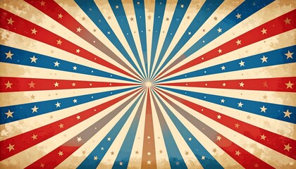 Patriotic background with starburst design, red, white, and blue hues