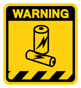 Household Batteries Warning Sign, Vector Illustration, Isolate On White Background Label. EPS10