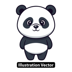 Fototapeta premium Cute cartoon panda illustration vector with simple design and black and white details
