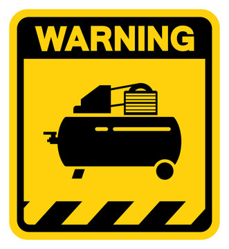 Air Compressor Warning Sign, Vector Illustration, Isolate On White Background Label. EPS10