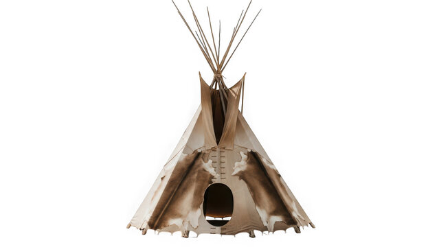 Traditional native american teepee on transparent background isolated