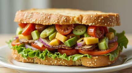 a sandwich placed on a white plate
