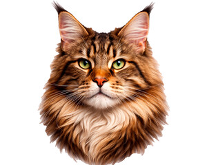 Stunning Maine Coon Cat Portrait Green Eyes Majestic Fur on a transparent background