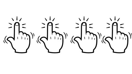 Hand clicking mouse button sequence isolated on transparent background