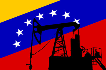 an oil rig in front of the Venezuelan flag
