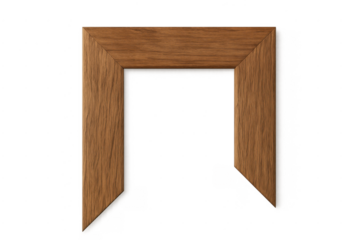 Incomplete wood frame border with natural timber grain