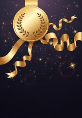 Golden Award Medal Ribbon Design.