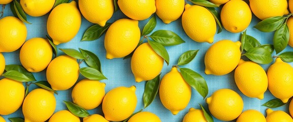 Vibrant seamless pattern of fresh lemons on a textile background, aesthetic, bold