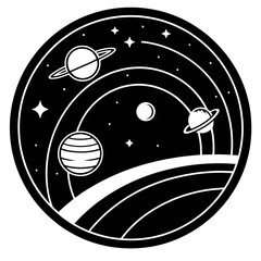 A minimalist vector illustration of planets and stars in space © Muhammad