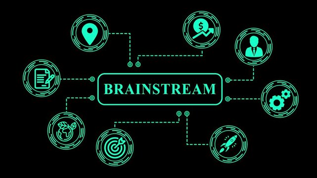 Brainstorming Concept with and Symbols on Black Background